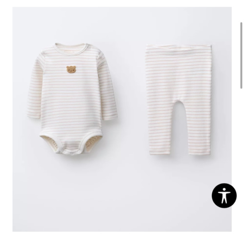 BEAR PATCH AND STRIPED BODYSUIT AND LEGGINGS SET - Mink | ZARA United States