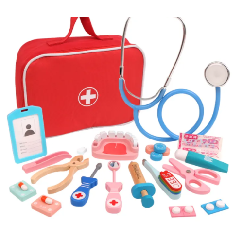 Wooden Pretend Play Doctor Educational Toys for Children Simulation Dentist Check Brush Teeth Medicine Set Role Playing Games