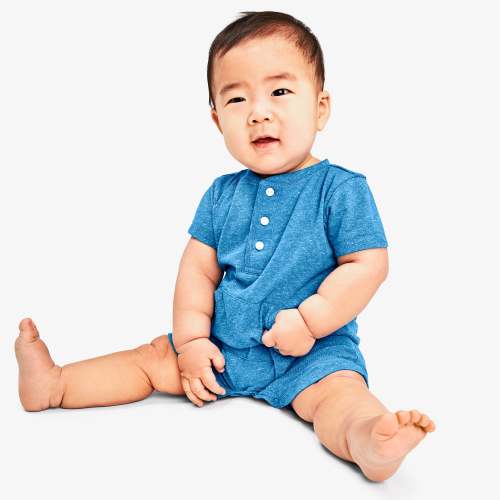 Baby heathered henley shortie | Primary.com