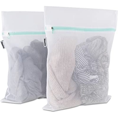 2 Medium Mesh Laundry Bag for Delicates mesh Fabric with Colored Zippers, Wash Bags for Delicates, Socks Underwear Hosiery Stockings Bras Lingerie