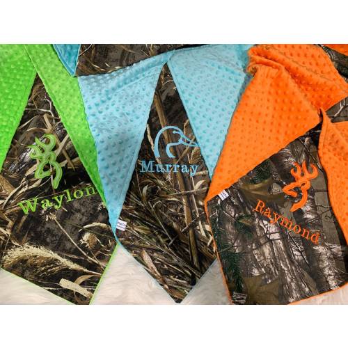 Baby Camo Blanket Personalized, Minky Camouflage Quilt Throw, Baby Shower Gift