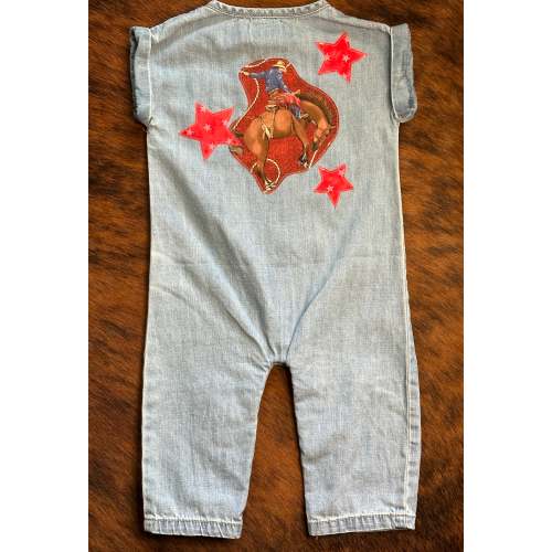 Starry Bronc Chambray Sleeveless Jumpsuit, Size 9 mons.