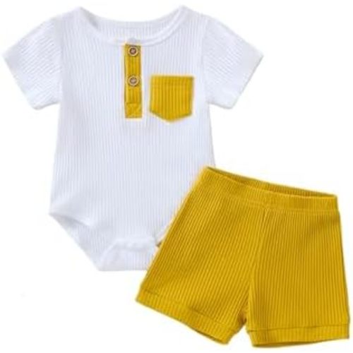 Baby Boy Outfits 2 Piece Short Sleeve Romper Top And Shorts Set Baby Boy Summer Clothes 0-18M