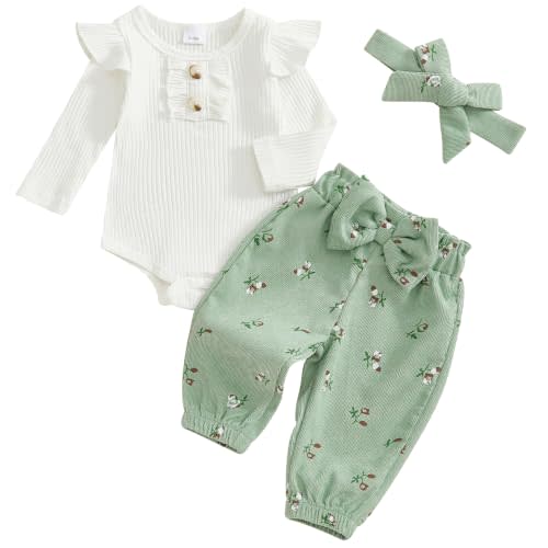 Mubineo Baby Girl Clothes Outfits Cute Flower Romper Daisy Pant Fall Winter Newborn Outfit Sets