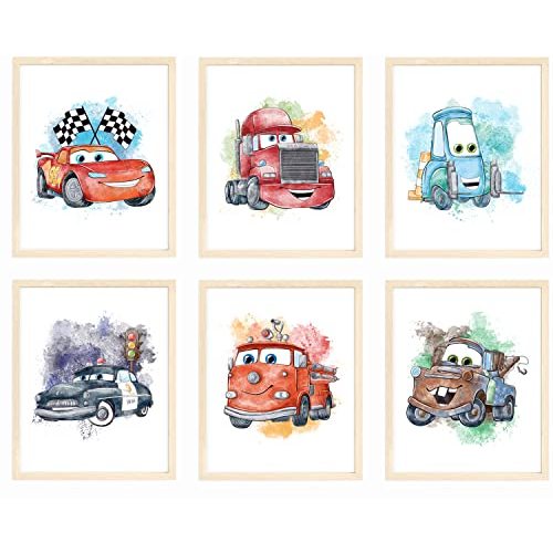 Nistio® Cars Movie Poster Prints, Cars Movie Poster Wall Art Decor, Lightning McQueen, Set of 6, 8x10 inches (Unframed)