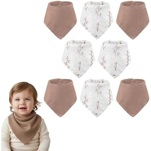 Muslin Baby bibs for drooling and teething, 100% cotton, Bibs for baby girl, Muslin bibs for boys (8 Pack)