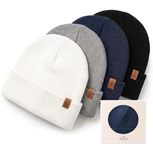 Konssy 4-Pack Baby Beanie Winter Hat for Newborn Infant Boy Girl 0-6 Months