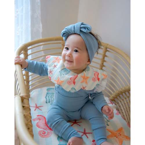 Organic Muslin 7-Layer Dribble Bib - Sea Club