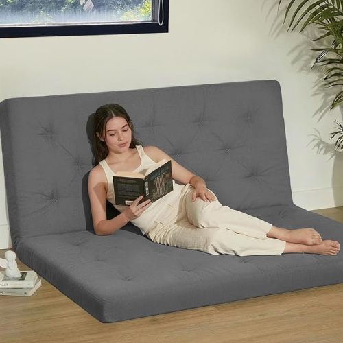 ZonLi Japanese Floor Futon Mattress Twin Size 39"x 80",100% Cotton 2.5'' Thicken Tatami Mattress,Foldable Sleeping Pad,Portable Dormitory Tatami Mat,Roll Up Floor Lounger Bed for Adult (Winter Moss)