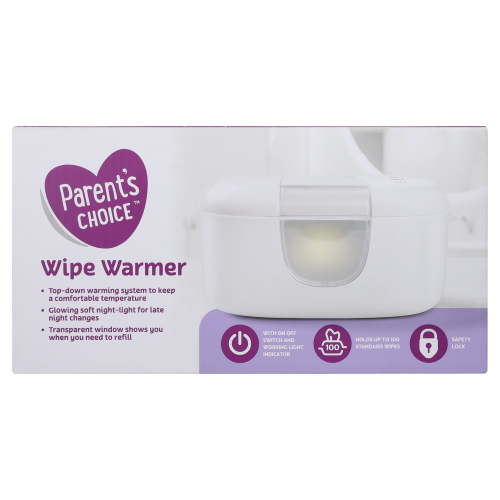 Parent's Choice Wipe Warmer with Night-Light & Safety Lock, Holds 100 Wipes, White