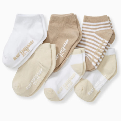 Solid & Stripes Organic Cotton Baby Ankle Socks 6 Pack - Oat – Burt's Bees Baby