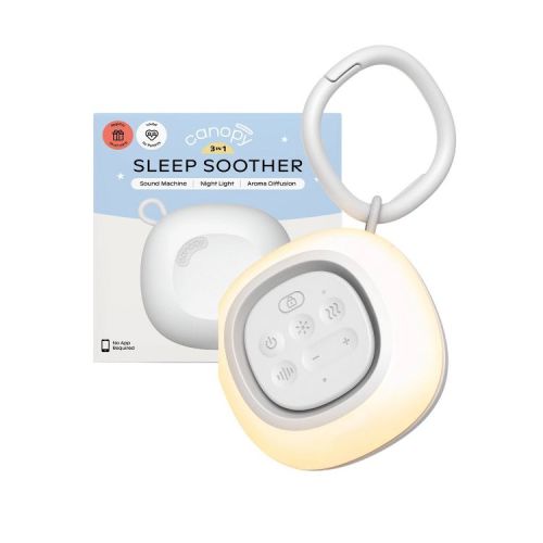 Canopy Sleep Soother Portable & Rechargeable USB Sound Machine with Optional Night Light & Aroma Diffuser - White