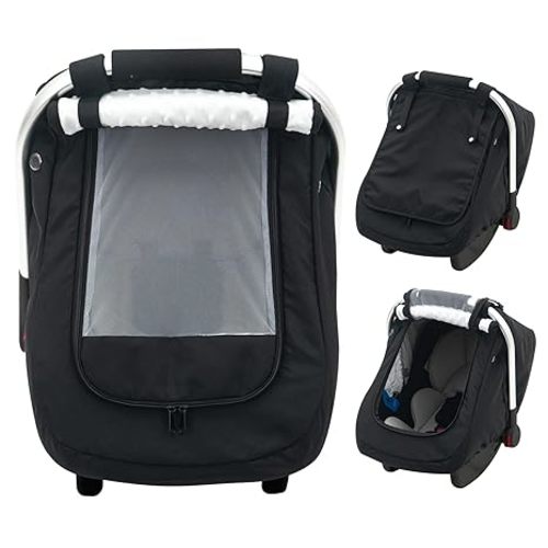 Waterproof Baby Car Seat Cover, Warm Carseat Cover for Cold Weather, Infant Car Seat Canopy with 2 Breathable Vents, 3D Mink Dot Baby Carrier Cover for Boys & Girls