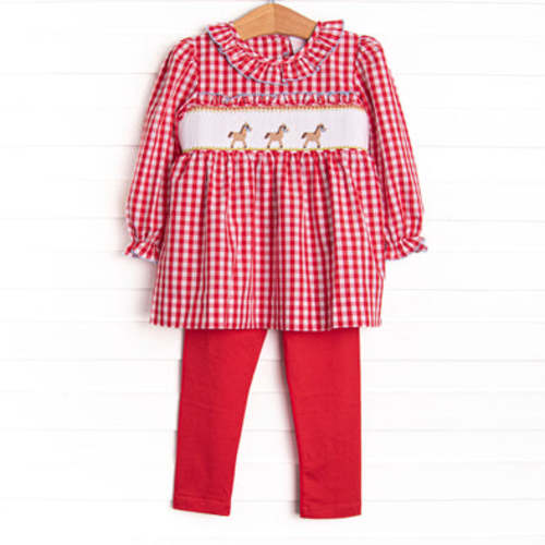 Little Pony Parade Smocked Legging Set, Red – Stitchy Fish