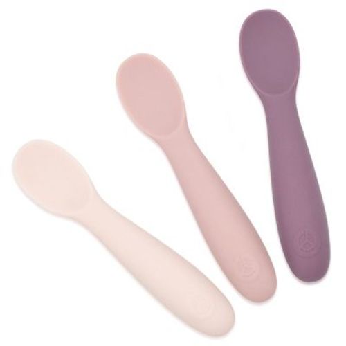 WeeSprout Baby Spoons for Self Feeding 6 Months +, Soft & Durable Silicone Utensils for Sensitive Gums & Teeth, 3 Pack + Carrying Case