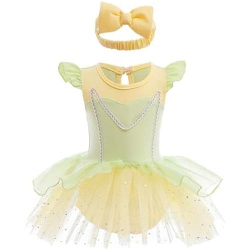 Dressy Daisy Infant Baby Girl Princess Onesie Romper Fancy Dress Costume Halloween Birthday Bodysuit Outfit with Headband
