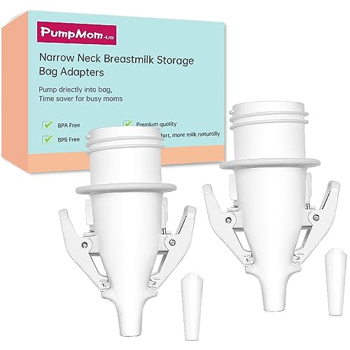 Narrow Neck Breastmilk Storage Bag Adapters for Medela Pumps, Compatible with Medela Maxflow Pumps to Use with Lansinoh and Nuk Breastmilk Storage Bags by PumpMom