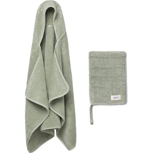 Lalo Hooded Towel & Bath Mitt with Ribbed Design