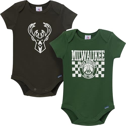 Gerber unisex-baby NBA Team 2 Pack Short Sleeve Onesie Bodysuits