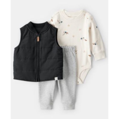 Baby Boys' Sleeveless Vest, Bodysuit and Pants, 3-Piece Set