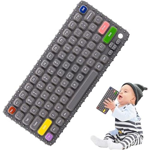 Baby Keyboard Teething Toys for Babies 0-3, 0-6, 6-12 Months | Soft Silicone Keyboard Teethers Toys | Baby Fidget Toys 0-6 Months | Infant Teether Pacifier for Breastfeeding Baby Boy Girl