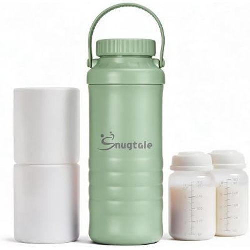 22oz Portable Breast Milk Cooler Bottle – Milk Cooler for Breastmilk, 24H+ Cooling, with 2 BPA-Free Bottles with Measurement Marks, Travel Essential for Outdoor Breastfeeding & Pumping