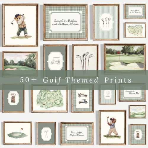 50+ Golf Nursery Prints: Preppy Sage Green Baby Boy Room Decor (Printable Digital Download)