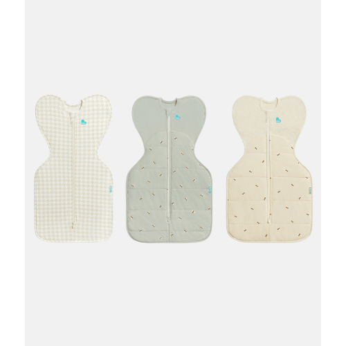 Swaddle Up Starter Bundle 1.0 | 2.5 TOG | Tan Houndstooth | Olive Bees | Oatmeal Bees