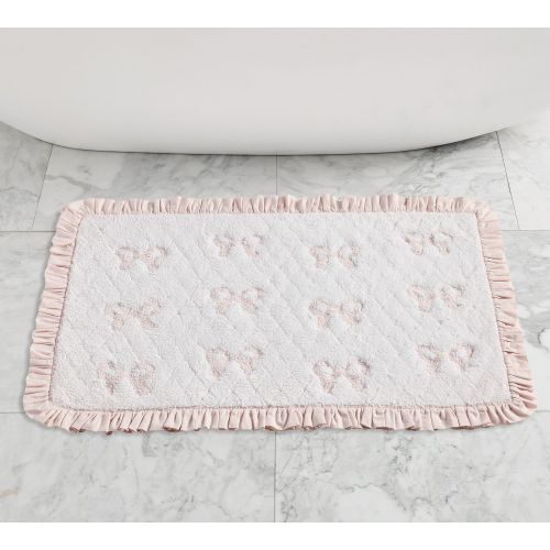 LoveShackFancy Tufted Embroidered Bow Bath Mat