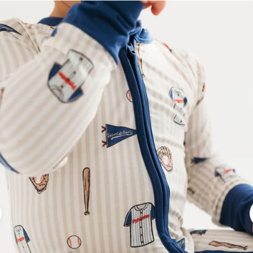 Blue Baseball Zipper Romper – In My Jammers