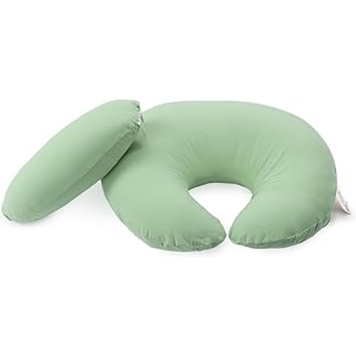 Dr. Mama's Organics Nursing Pillow with Lumbar Support - Ergonomic Design Helps Relieve Back Pain and Arm Fatigue - for Bottle and Breastfeeding - Removable Organic Cotton Cover (Sage)