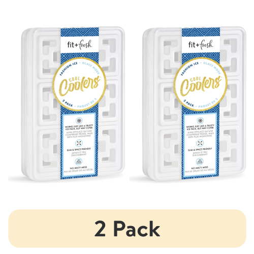 (2 pack) Cool Coolers by Fit + Fresh Slim XL Fashion Ice Packs, Reusable, 2-Pack, White