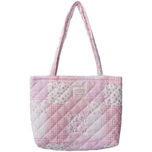 Floral Quilted Cotton Shoulder Bag for Women Daily Use Medium Size Handbag Large Capacity Thickened Design Tote