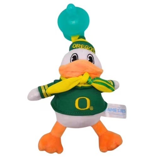 Gamezies Baby Boy and Girl Silicone Oregon Duck Mascot Pacifier with Detachable Plush, BPA-Free, 0–6 Months