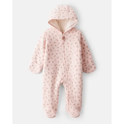 Baby Girl Floral Long-Sleeve Hooded Jumpsuit - Pink - Carter's | Carter's