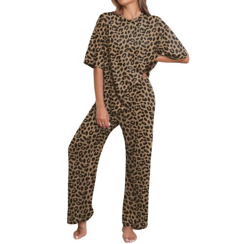 MINTREUS Lounge Sets for Women Knit Short Sleeve Tops and Long Pants Soft Comfy Pajamas Set Oversized 2 Piece Outfits