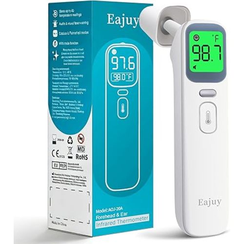 Thermometer for Adults, Kids and Babies【2026 New Upgrade】, Ear and Forehead Thermometer, No-Touch Digital Infrared Baby Thermometer for Baby Adults Touchless Contactless with Fever Alarm