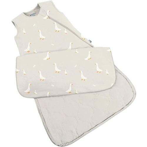 GUNAMUNA günamüna Unisex Baby, Toddler Wearable Blanket, Sleeping Bag Bamboo Rayon, Sleep Sack with Diaper Zipper, 1.0 TOG - Goose - 24-36 Months
