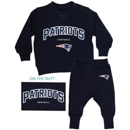 Gertex NFL Baby 2-Piece Navy French Terry Cotton Set with Crewneck & Pants | Officially Licensed, Available in 10 Teams