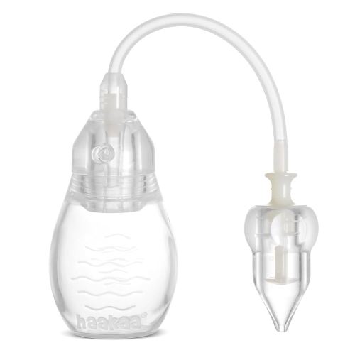 haakaa Swan Neck Nasal Aspirator for Baby | Baby Nose Sucker Bulb Syringe with Anti-Backflow Valve | Easy-Squeeze Filter-Free Soft Silicone Nose Cleaner – BPA Free, 12m+