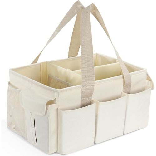 YOHOOLYO Baby Diaper Caddy Organizer, Large Portable Storage Basket for Newborn Essentials, Nursery Must-Have for Boys and Girls, Gift for Baby Shower and Registry Must-Have, Car and Travel Caddy