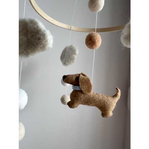 Baby mobile, Dog baby mobile, Baby gift, decor, sausage dog mobile, puppy mobile, gender gift for baby shower, Nursery decor, dachshund dec
