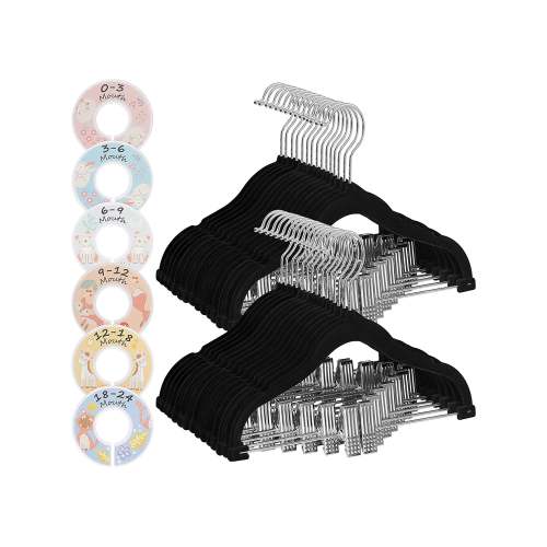 SONGMICS 30-Pack Non-Slip Baby Hangers with Clips