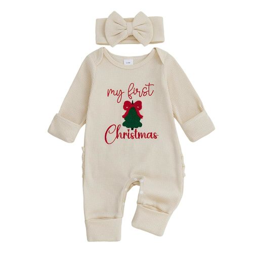 Amazon.com: My First Christmas Baby Girl Outfit Newborn Santa Onesie Waffle Knit Sweater Romper Jumpsuit Cute Infant Clothes (First Christmas Tree, 0-3 Months): Clothing, Shoes & Jewelry