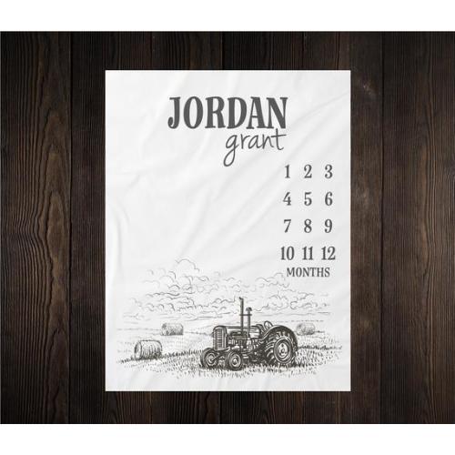 Tractor Milestone Blanket Month Blanket Baby Growth Tracker Soft Blanket Baby Shower Gift Newborn Boy Blanket Watch Me Grow Farmer Country - Etsy