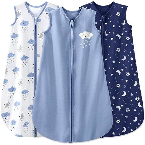 Yoofoss Baby Sleep Sack 0-6 Months Baby Wearable Blanket 100% Organic Cotton 2-Way Zipper TOG 0.5 Toddler Sleeping Sack 3, Lightweight Sleep Sacks for Babies