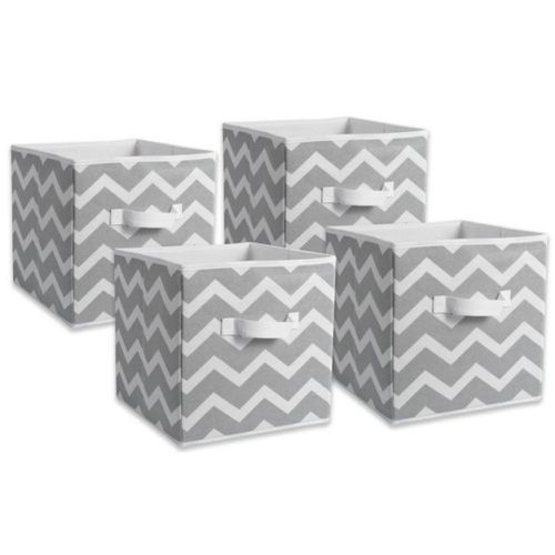 Nonwoven Polyester Cube Chevron Gray Square 11x11x11 Set/4