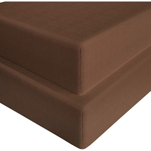 FLXXIE Microfiber Fitted Crib Sheets, 2 Pack Soft and Cozy Toddler Fitted Sheets for Standard Crib and Toddler Mattresses, 28x52, Brown