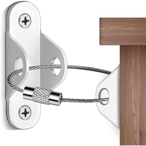 Furniture anchors10-Pack Baby Proof Heavy Duty Furniture Anchors for Dressers, Bookcases and TV Cabinets 400LB Anti Tip Kit with Stainless Steel Hardware Shock Straps (White)