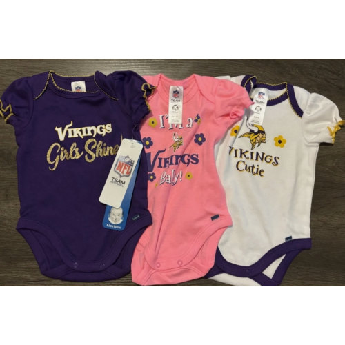 Minnesota Vikings Girls Onesie 3 Pk - Gerber NFL 0-3m
